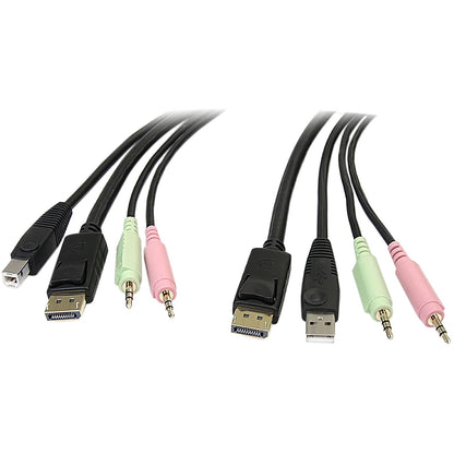 StarTech.com DP4N1USB6 6 Feet 4-in-1 USB DisplayPort KVM Switch Cable with Audio and Microphone