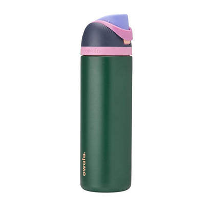 Owala FreeSip Botella de Acero Inoxidable 32 oz, Rojo Negro Cereza - 24 Ounces - Bosque (Forest Fairy)