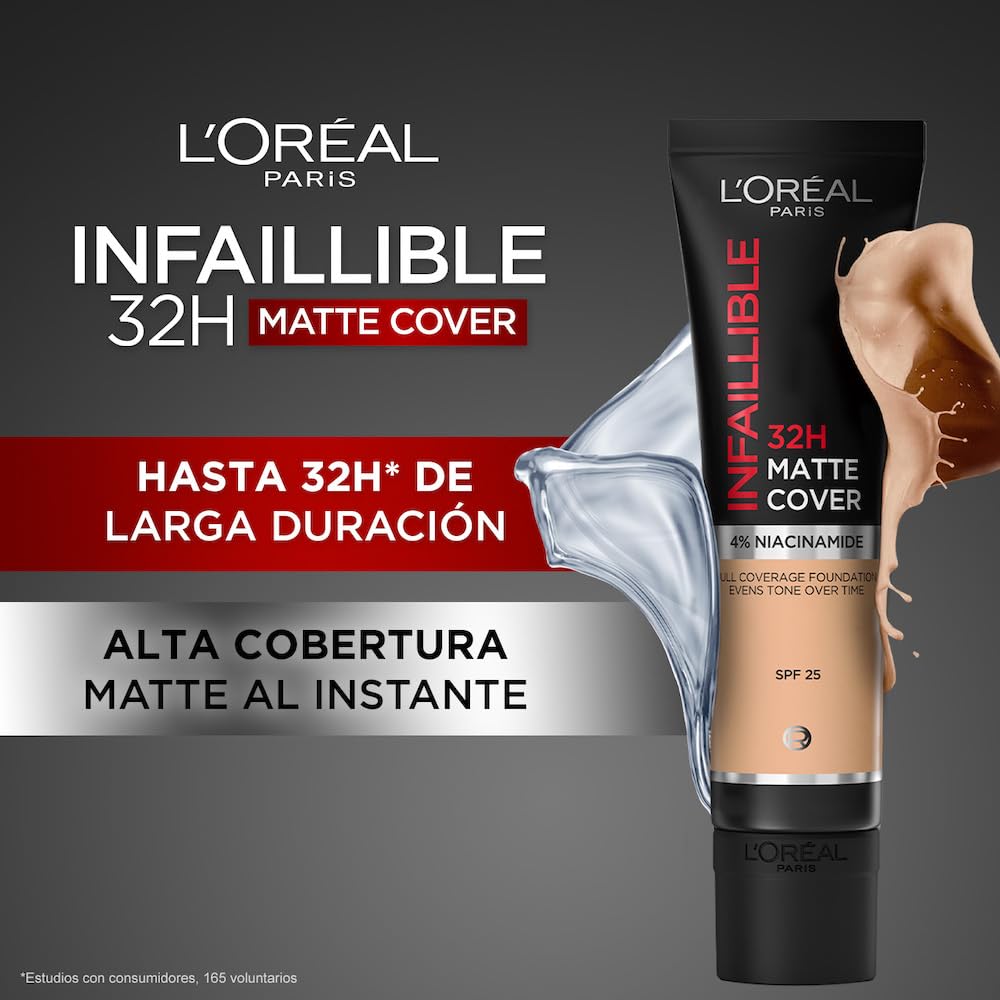 L'Oreal Paris, Base De Maquillaje De Alta Cobertura Mate Y Larga Duración, Infallible 32H Matte Cover, Tono 115 Beige Doré, 30Ml