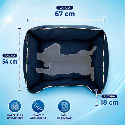 Fancy Pets Cama Corgi para Perros Chica 53 x 44 x 22 cm Azul Cama Acolchada con Orilla Suave Lavable y Resistente para Descanso Diario