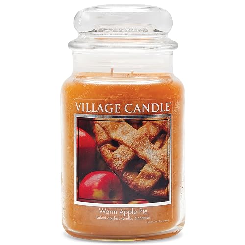 Village Candle Warm Apple Pie - Vela perfumada en tarro de boticario grande de vidrio, 22 onzas, color café