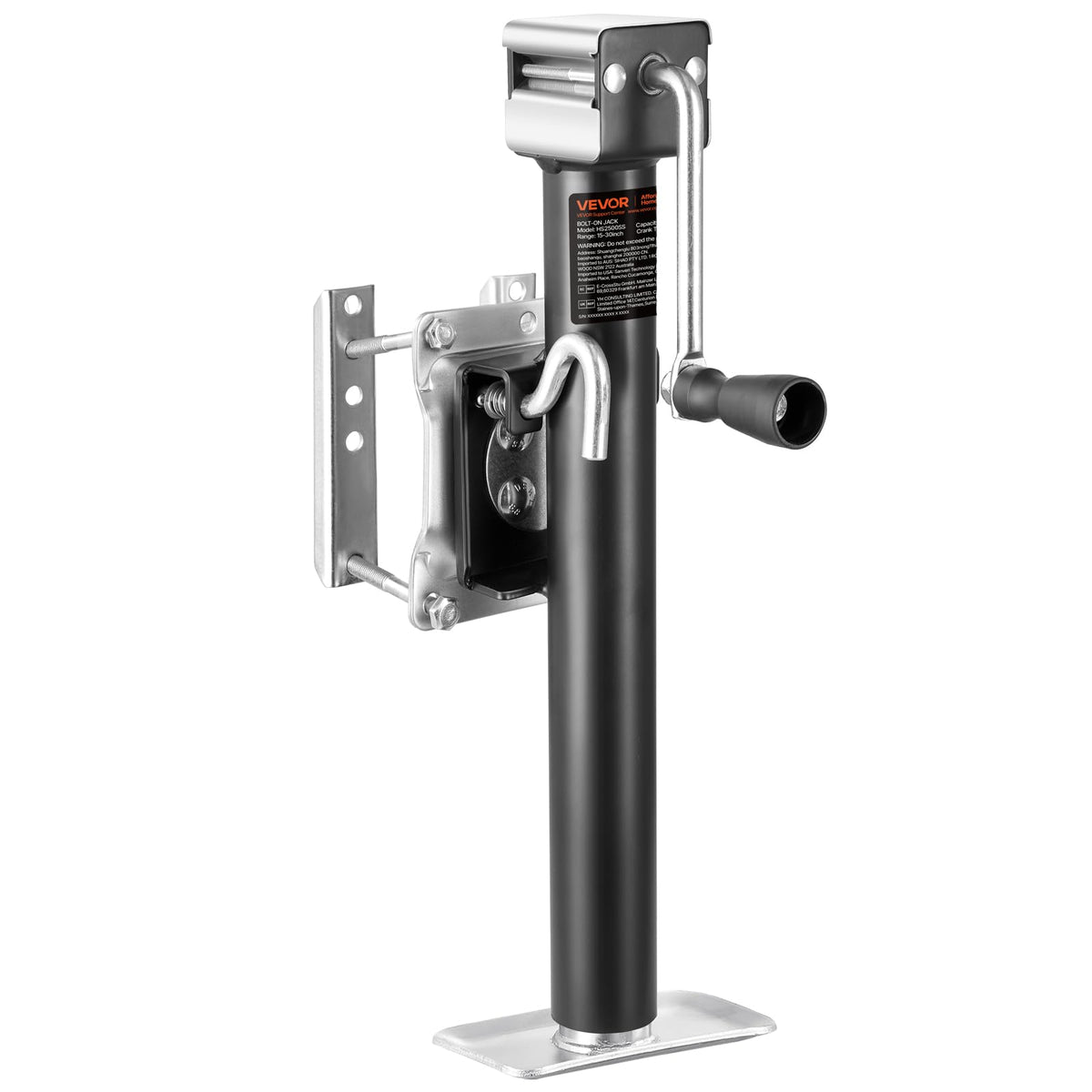VEVOR Gato de Remolque, Capacidad de Carga dinámica de 2500 LB, Gato de Remolque Giratorio atornillable de Alta Resistencia con Mango ergonómico, Recorrido Vertical de 15 Pulgadas