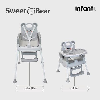 Infanti, Silla 4 En 1 Arnes De 5 Puntos Ligera Práctica Y Plegable Sweet Bear Gris
