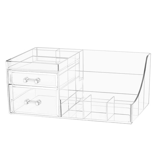 Cq Acrylic Organizador de Maquillaje Transparente 2 Cajones