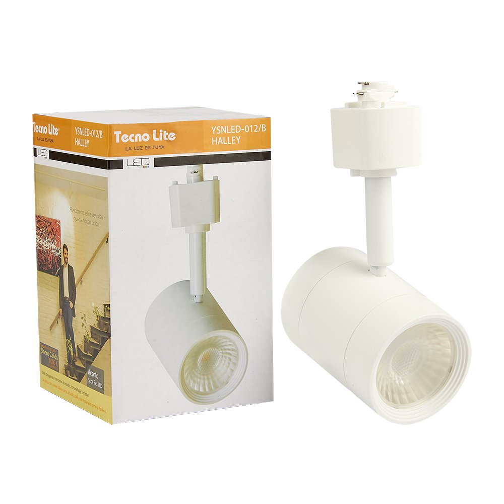 Tecnolite - Lámpara Spot de Riel LED Dirigible 7.5 W, Luz Suave Cálida, LED integrado