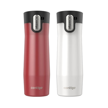 Contigo Vaso Térmico West Loop, Acero Inoxidable, Antiderrames - Goji Berry Frosted Pearl; Sal Frosted Pearl - 20oz (2-Pack) - West Loop 3.0