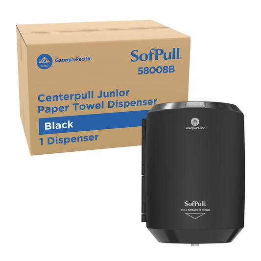 Georgia-Pacific SofPull Centerpull - Dispensador de Toallas de Papel de Capacidad Junior por GP Pro, Negro, 58008B, 1 dispensador, 7.8 Pulgadas de Ancho x 6.9 Pulgadas de Profundidad x 10.5 Pulgadas