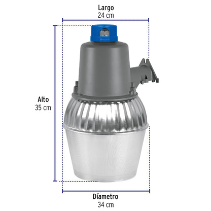 Volteck SUB-820F, Luminario suburbano cuerpo de aluminio 45 W con sensor de luz, con lámpara, luz blanca fría 6500K, IP 23