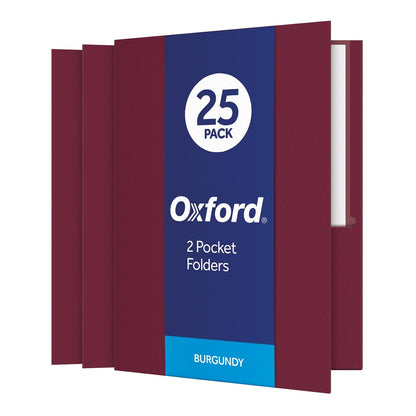 Fólder de bolsillo Oxford Twin, tamaño carta, 25 por caja, Rosado, 1 paquete - Burgundy - 25-Count - Carpetas