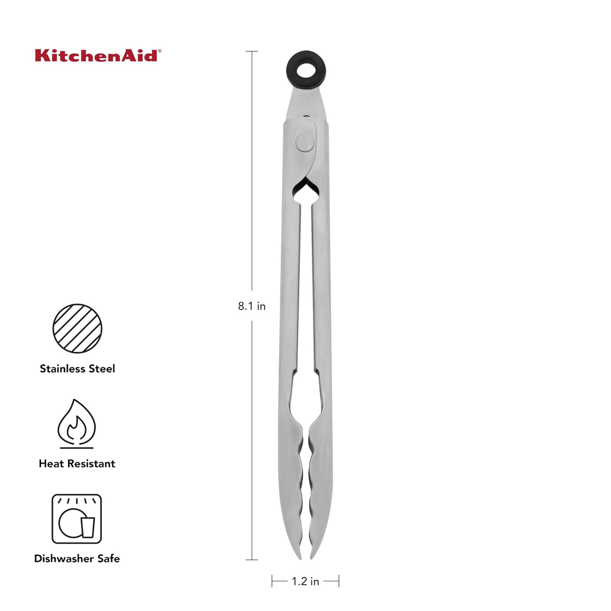 KitchenAid Pinzas de acero inoxidable, 7 pulgadas