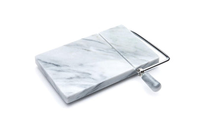 Fox Run Cortadora de Queso de Mármol | Blade de acero inoxidable, base de mármol blanco, 5 x 8.25 x 1.25 pulgadas