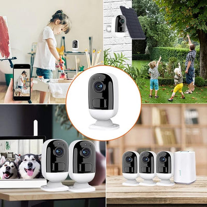 Omibum 4CH 3.0MP inalá mbrico WiFi 7 Pulgadas LCD Kit Seguridad Cámara de Vigilancia Interior, Audio Bidireccional, Control Remoto, Detección de Movimiento, Visión Nocturna(Cámara de batería)