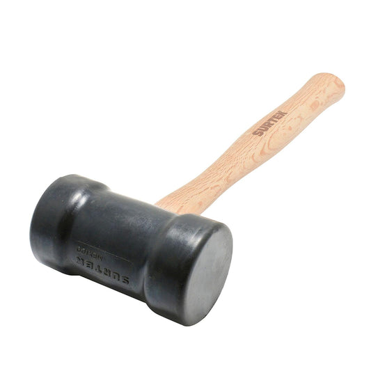 Surtek 608 Mazo con cabeza de hule negro con mango de madera de 12", 8 oz