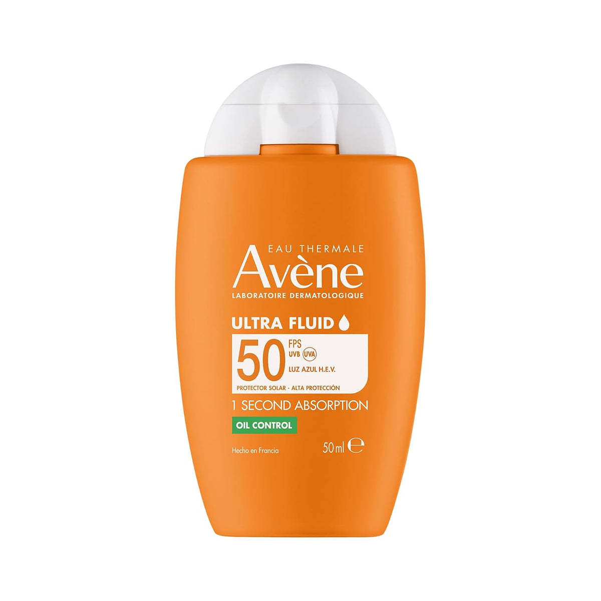 Avene Ultra Fluid Protector Solar Facial Oil Control FPS50 Piel Grasa, 50ml | Oil Control Invisible, efecto mate 14h, -45% brillo, ultra fluida, 50 ml