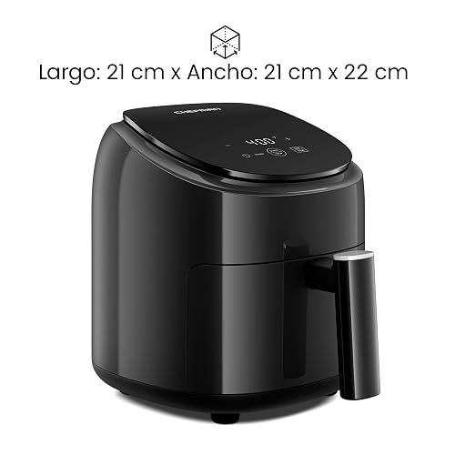 Chefman freidora de aire 2 Qt Freidora de aire compacta y que ahorra espacio canasta antiadherente sin PFAS comidas rápidas y fáciles en minutos perfecto para departamentos temporizador digital Negro