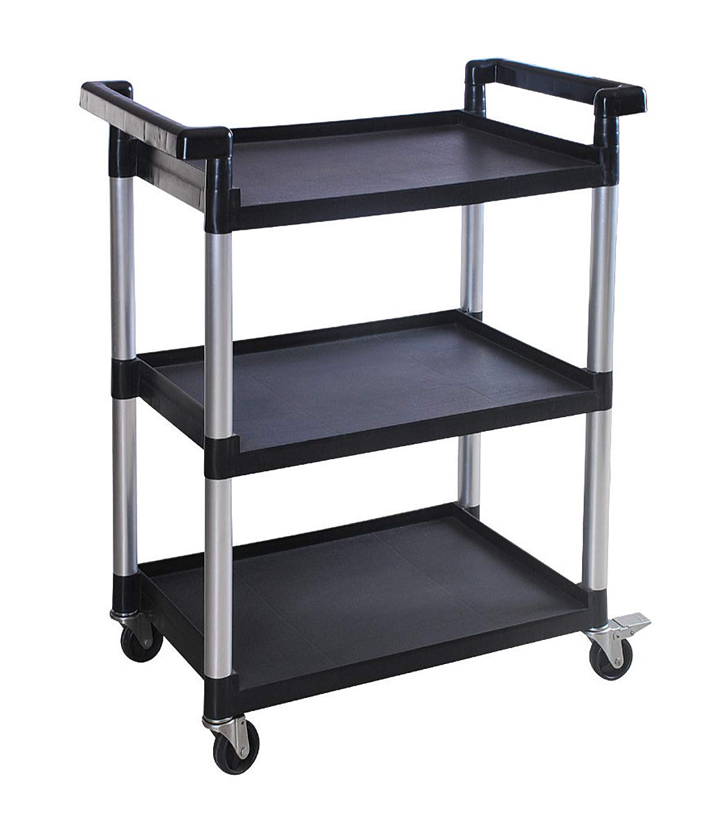 MaxWorks 80774 Carro de Plástico de 3 Estantes, Capacidad 225 lb, Negro