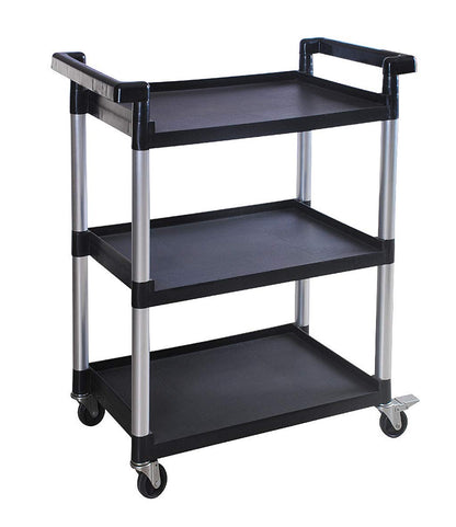 MaxWorks 80774 Carro de Plástico de 3 Estantes, Capacidad 225 lb, Negro