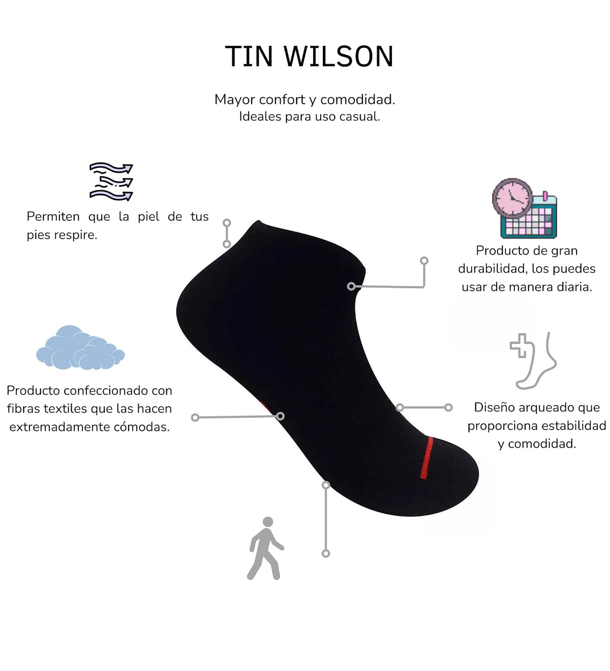 Wilson 5 Piezas Tin para Hombre, color Negro, Talla Unica, 8344