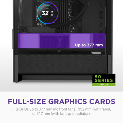 NZXT Gabinete H3 Flow Micro ATX – Flujo de Aire optimizado – Incluye 1 Ventilador Trasero de 120 mm – Compatible con GPU de tamaño Completo – Compatible con Frontal de 280 mm, radiador