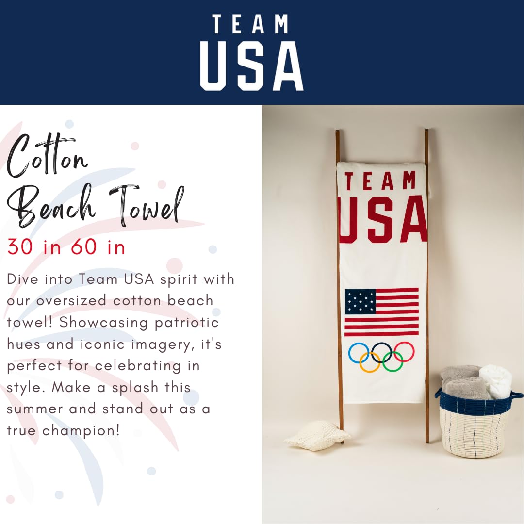 Franco Collectibles Team USA Paris Olympics - Toalla de baño de algodón súper Suave, 60 x 30 Pulgadas, (Producto con Licencia Oficial)