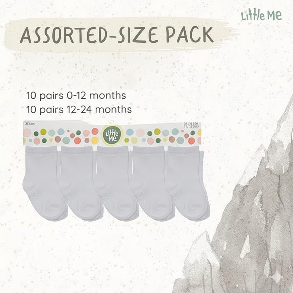 Little Me - Calcetines para bebé (20 pares, 0-12/12-24 meses), color blanco