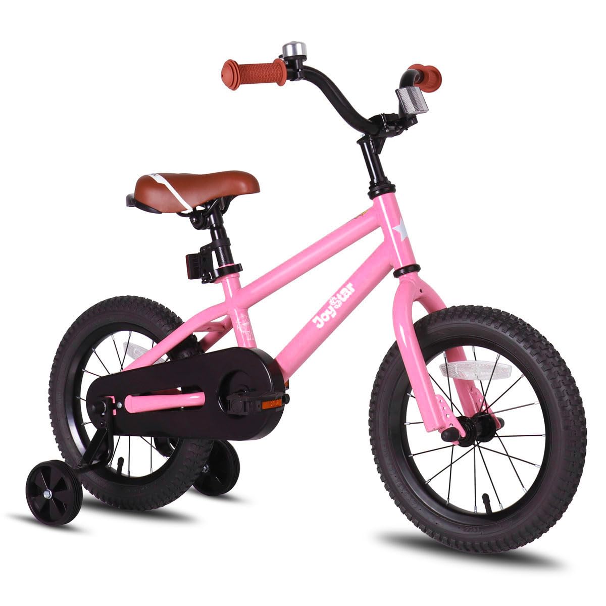 JOYSTAR Totem Bicicleta para niños con ruedas de entrenamiento para bicicleta de 12 14 16 18 pulgadas, soporte para bicicleta de 18 pulgadas, bicicletas para niños de 2 a 9 años y niñas (azul marfil rosa verde plateado) - Rosado - 14 pulgadas con ruedas d