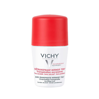 Vichy Deo Stress Resist Desodorante, Anti-transpirante para Sudoración Excesiva en Roll-On, para Todo Tipo de Piel Incluso Sensible, con Perlita y Agua Volcánica de Vichy, Mejora la Piel Seca, 50 ml