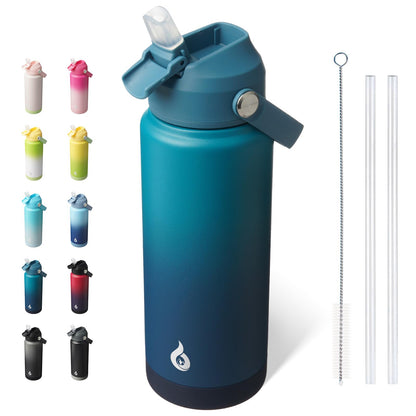 BJPKPK Botella de Agua Aislada con Popote 532 ml, Acero Inoxidable - Vasto - 0.7 Litros