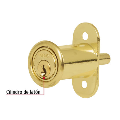 Hermex CM-20L, Cerradura para mueble tipo botón, modelo 20, acabado en latón