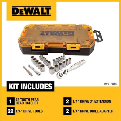 DEWALT - Juego de llaves de accionamiento, SAE/métrico, unidad de 1/4 pulgadas, 25 piezas (DWMT73805)