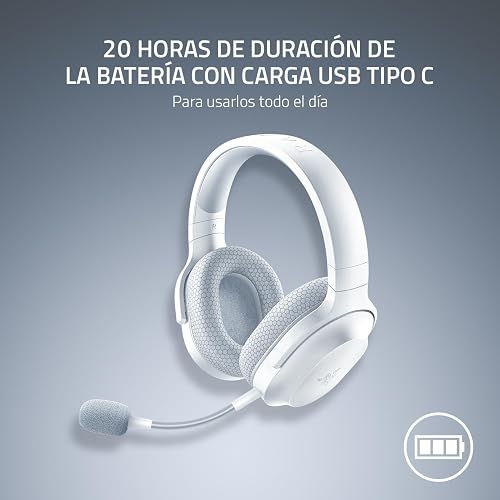 Razer Barracuda X Auriculares Gaming & Móviles Inalámbricos (PC, PlayStation, Switch, Android, iOS): 2.4GHz Inalámbrico + Bluetooth - Ligero - Drivers de 40mm - Micrófono Desmontable - Blanco Mercurio