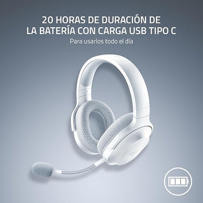 Razer Barracuda X Auriculares Gaming & Móviles Inalámbricos (PC, PlayStation, Switch, Android, iOS): 2.4GHz Inalámbrico + Bluetooth - Ligero - Drivers de 40mm - Micrófono Desmontable - Blanco Mercurio