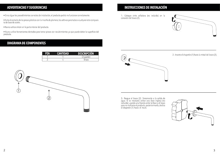 Dica 4552BRR.2 Brazo para Regadera a Pared con Chapetón, Brazo para Ducha de Acero Inoxidable 40 cm, Acabado Negro Mate