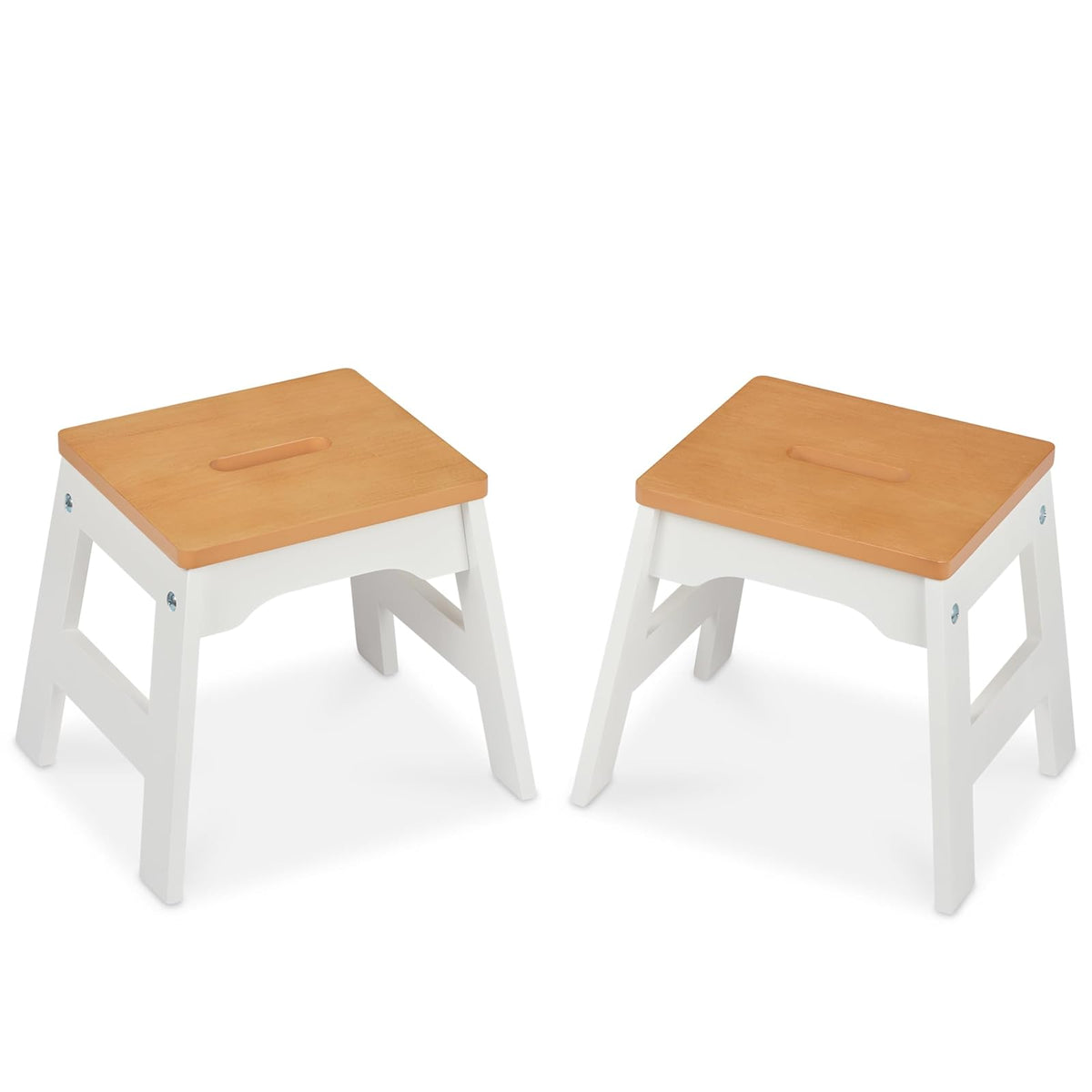 Melissa & Doug Taburetes de Madera - Juego de 2 (Blanco/Natural)