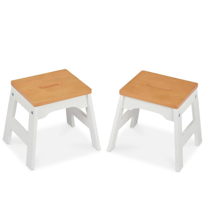 Melissa & Doug Taburetes de Madera - Juego de 2 (Blanco/Natural)