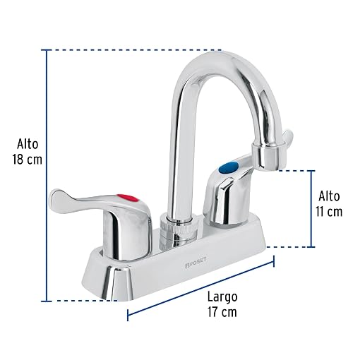 Foset Basic MP-060P, Mezcladora plástica 4" cuello tipo bar para lavabo manerales de palanca