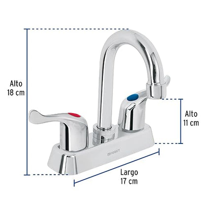 Foset Basic MP-060P, Mezcladora plástica 4" cuello tipo bar para lavabo manerales de palanca