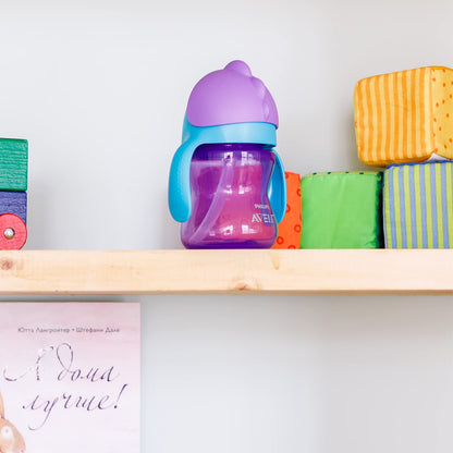 Philips Avent Vasito con popote flexible│con asas│Morado/Azul│7 oz/200 ml│9 m+│1 pzs│SCF796/02