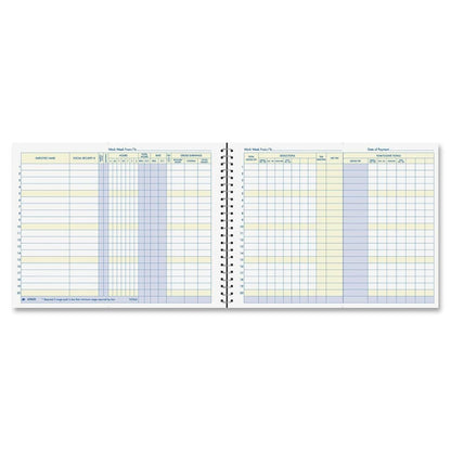 Adams Weekly Payroll Record, capacidad de 20 empleados, encuadernación en espiral, 11 x 8.5 pulgadas, blanco, (AFR50)