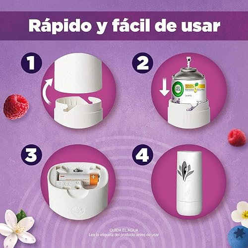 Air Wick Aromatizante Automático Freshmatic, Jazmín y Frutos Rojos, Difusor + Repuesto de 250 ml