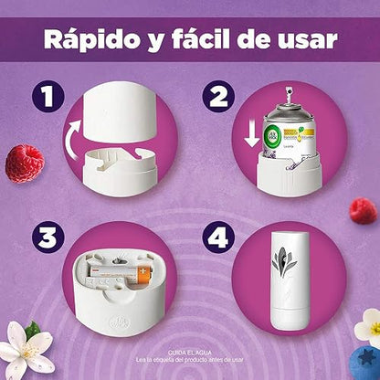 Air Wick Aromatizante Automático Freshmatic, Jazmín y Frutos Rojos, Difusor + Repuesto de 250 ml