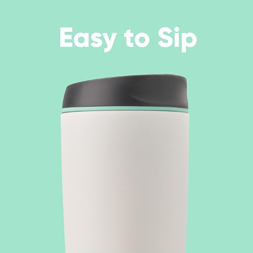 Owala SmoothSip Insulated Stainless Steel Coffee Tumbler, Reusable Iced Coffee Cup, Hot Coffee Travel Mug, BPA Free 20 oz, Gray (Cloudscape)