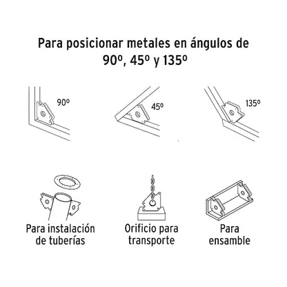 Truper ESM-5, Escuadra magnética 5" para soldar capacidad 34 kg