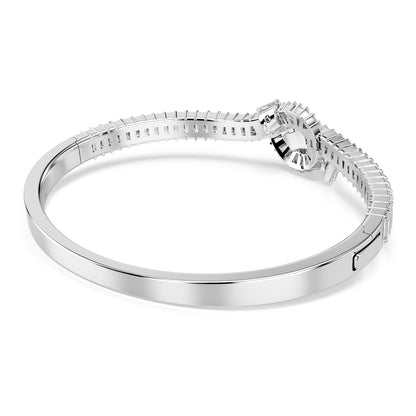Swarovski Brazalete Matrix, Talla baguette, Nudo, Blanco, Baño de rodio