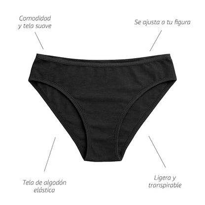 BODYcontrol Calzones de Mujer Algodón Corte Bikini Pack, Bikinis Básicos Cómodos, Ropa Interior Mujer Lencería Dama Bragas Pantaletas Panties Stretch Suaves Ideal Set Diario 2986