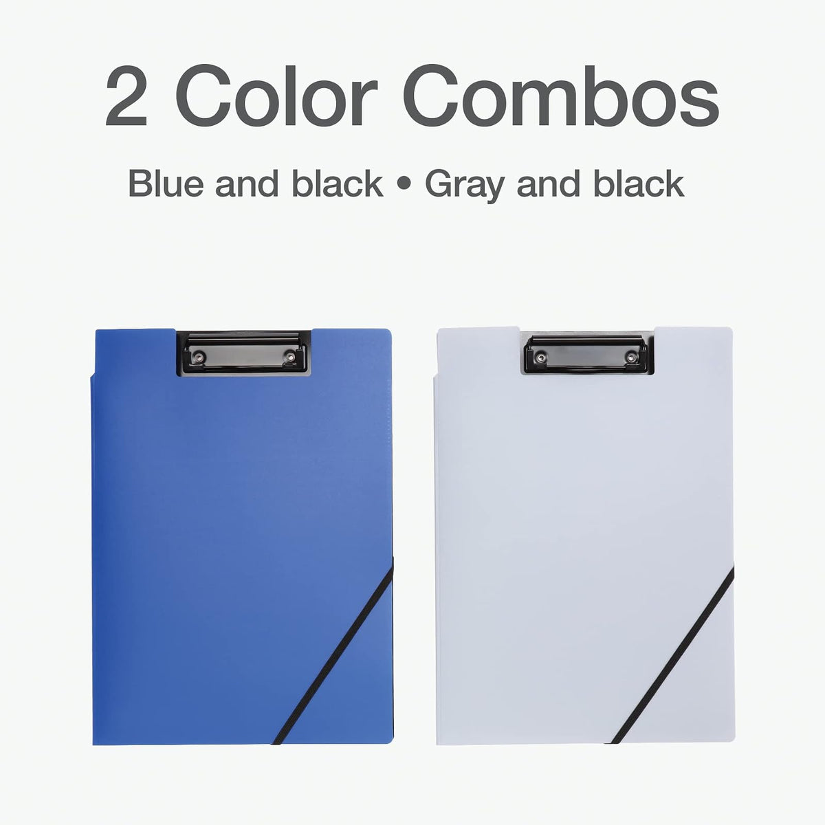 Oxford 82177 - Folio para portapapeles con almacenamiento, 4 bolsillos, 2 unidades de colores (gris/negro, azul/negro), gran enfermería, oficina, portapapeles para aula (82177)