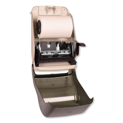 Tork Dispensador de Rollo de Toallas de Mano, Humo, H21, Palanca de Transferencia automática, Mango de Empuje, Alta Capacidad, translúcido, 84TR