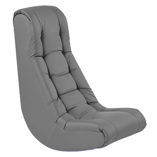 Factory Direct Partners 10488-GY Soft Tufted Floor Rocker - Cushioned Ground Chair for Kids Teens and Adults Ages 3+; Great Gift for Reading, Gaming, Watching TV - Coal