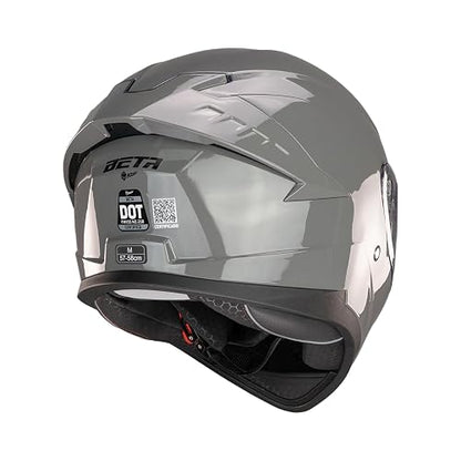 KOV Casco Beta Gris Brillante Integral para Moto Certificado Dot