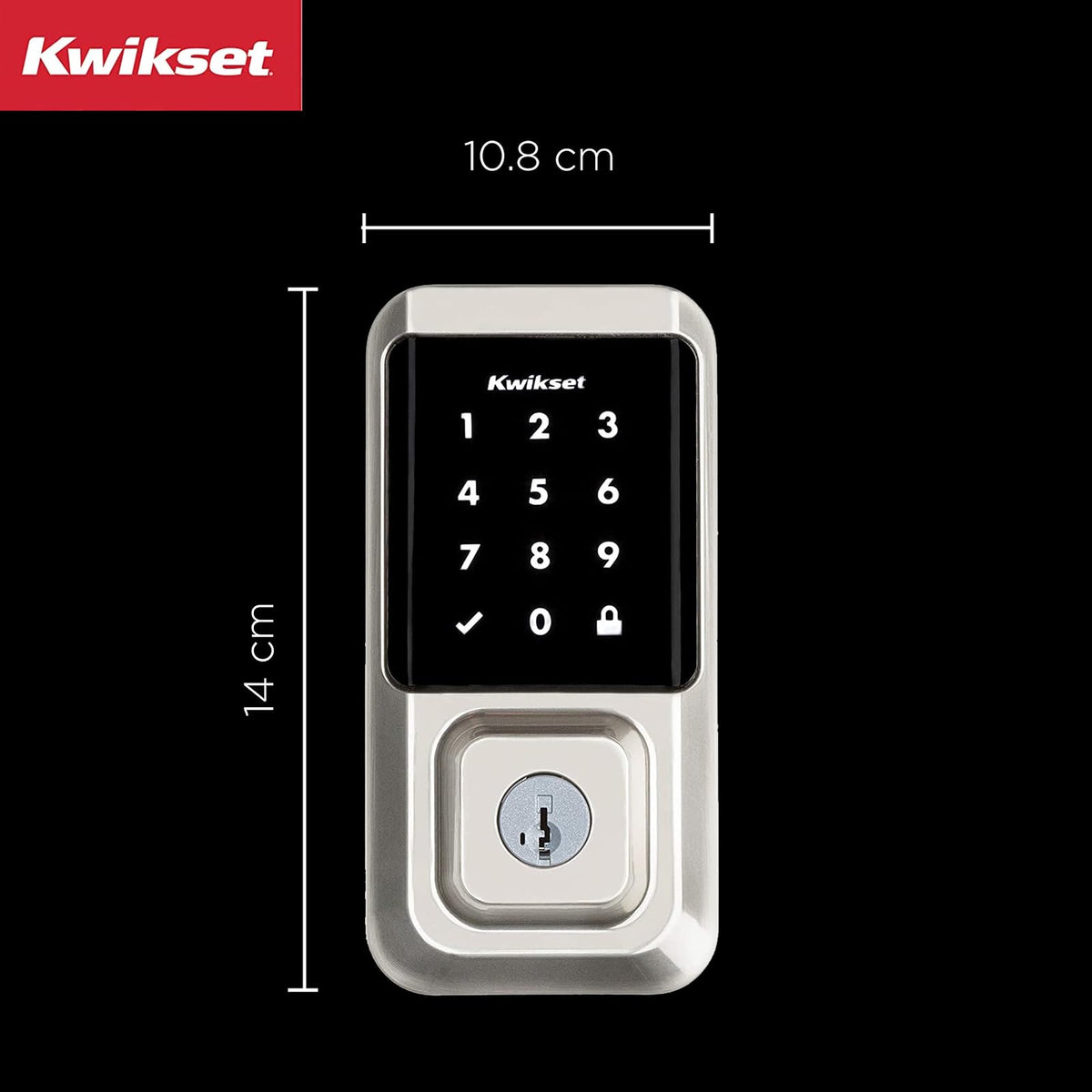 Kwikset Halo - Cerradura inteligente Wi-Fi, cerrojo de puerta de entrada sin llave, desbloqueo automático de Geofence, certificado AAA de grado sin concentrador, fácil instalación, acabado de por vida